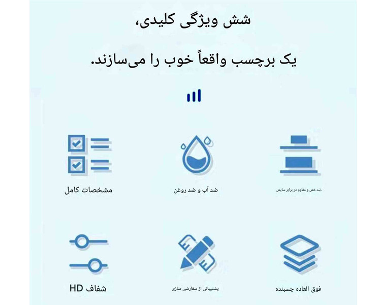 رول لیبل حرارتی شفاف PVC (شیشهای) اندازه 30*50 | ضدآب و ضدخش | مخصوص مینیپرینتر و لیبلزن بلوتوثی