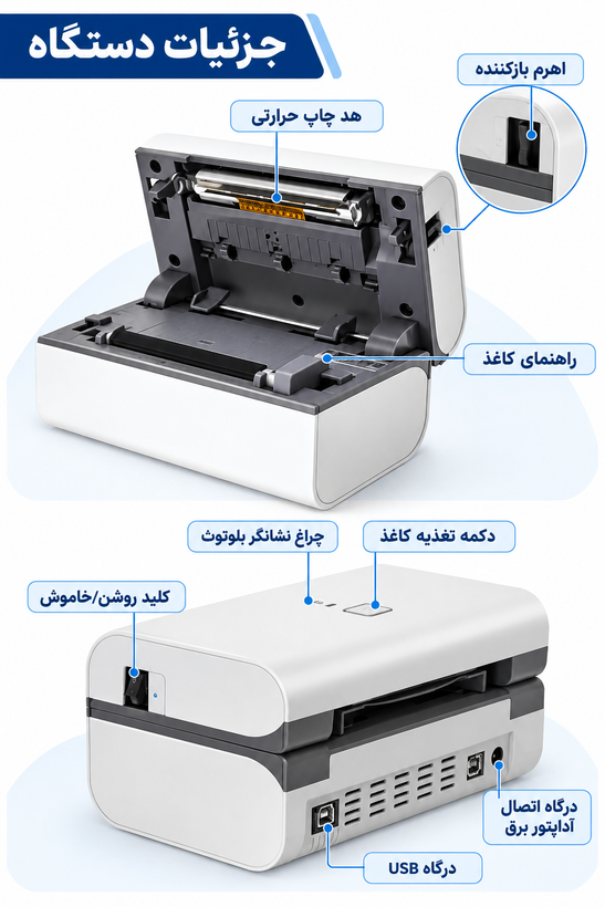 پرینتر لیبلزن بلوتوثی AYIYN IP-801BT | پرفروشترین مدل سال 2025 در آمازون | سرعت 180mm/s | چاپ 3 تا 8 سانتیمتر