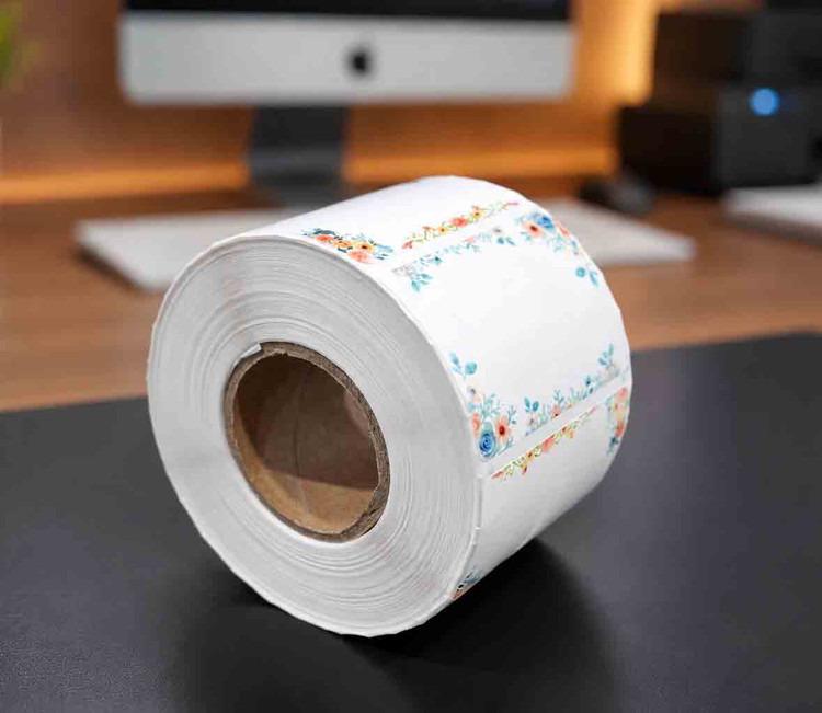 رول برچسب حرارتی PVC ضدآب و ضدخش طرح شکوفه آبرنگی - سایز ۱۵×۲۵ میلیمتر (کیفیت تایلندی)